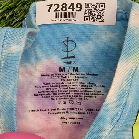 Pink-Floyd Pastel Tie-Dye Shirt Womens Medium 19x19 Cropped - Picture 6 of 11